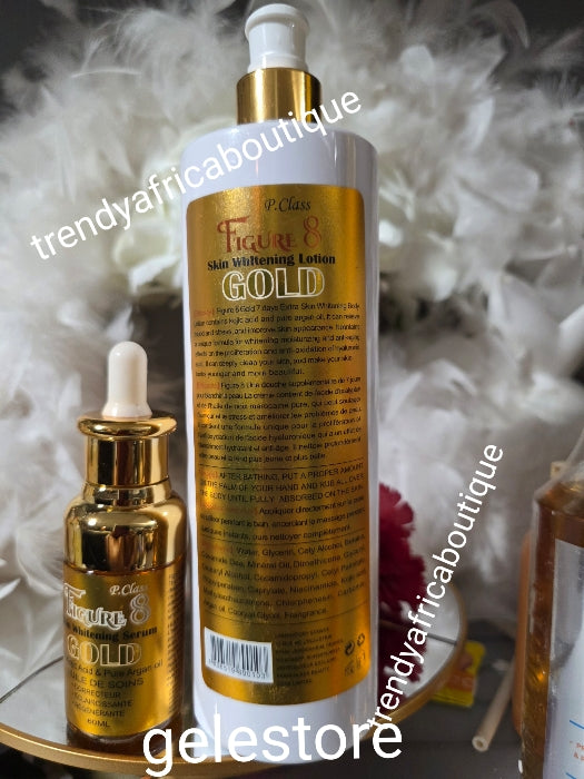 New Banga: 2pcs. Figure 8 Gold. 8 days extra whitening body lotion and serum. Kojic, argan oil & Niacinamide. Body corrector and glowing.