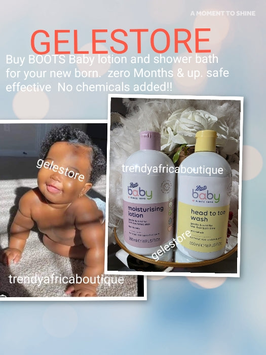 2pcw Boots moisturizing baby lotion & head to toe shower gel. Gentle and mild for sensitive skin. Zero months & up