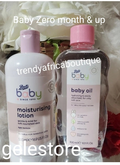 2pcs. Set: Boots soft & silky body oil 300ml x 1 & moisturizing baby body lotion. Soft & mild to baby skin. 500ml x1 Original/authentic.