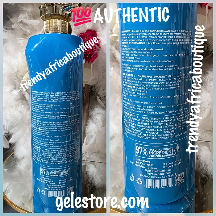 NEW PRODUCT ALERT: Original SNAPCHAT Gel De douche diamant Blue high whitening & glowing shower gel. 1000ml x 1. 💯 AUTHENTIC👌