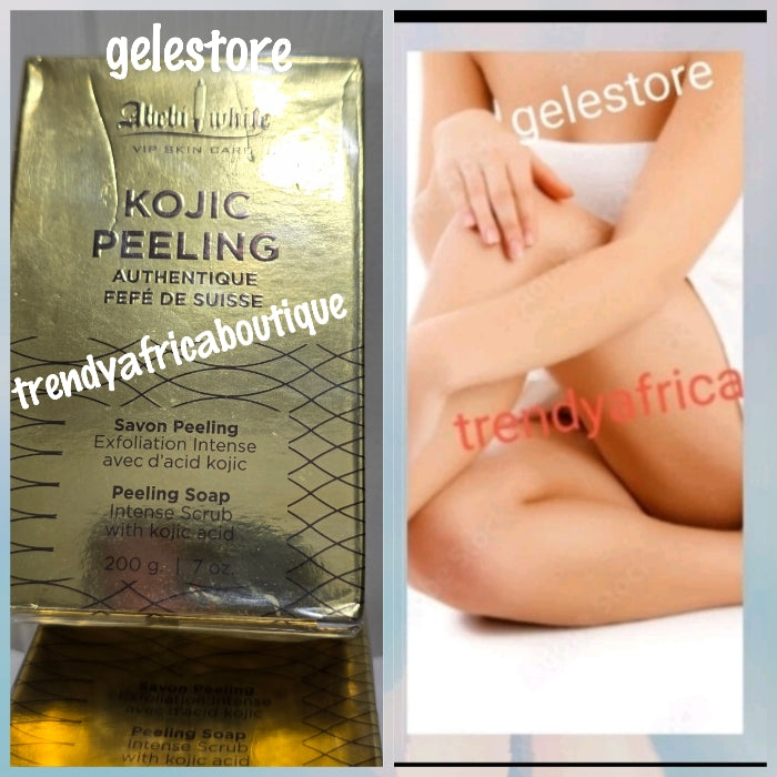 X 1 Abebi White vip skin care kojic peeling exfoliating untense scrubbing soap. 200g x 1soap