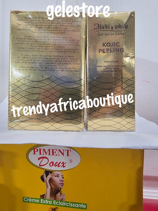 X 1 Abebi White vip skin care kojic peeling exfoliating untense scrubbing soap. 200g x 1soap