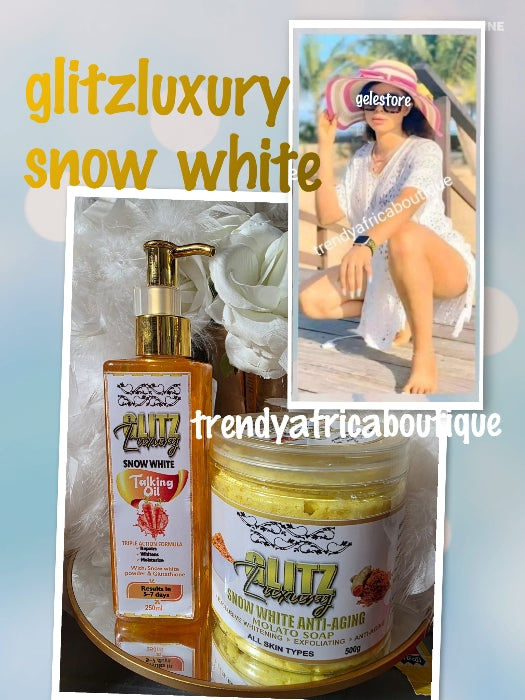 👌🔥🔥2 Stück BANGA!! Glitzluxury Snowwhite Anti-Aging Molato Soap 500 g plus Snow White Talking Oil 250 ml Triple-Action-Bleaching-Kombination