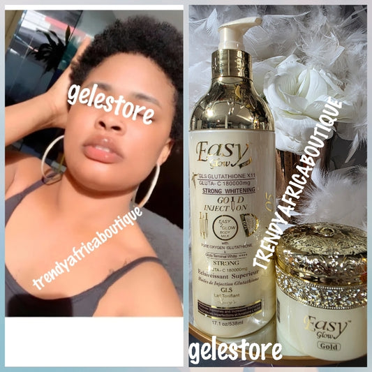 2pcs. Easy Glow Gold (easy to glow body milk) strong whitening body lotion 538ml & face cream