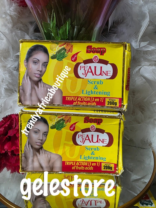 2 bar soap sale: Original peau jaune triple action exfoliating and purifying soap. Scrub & lightening, Nourishieing  anti spots. 200g x 2