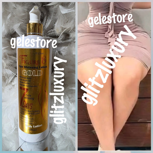 New Product Alert: Paris class Figure 8 Gold. 7 days extra whitening body lotion. Kojic, argan oil & Niacinamide. Body corrector and glowing.