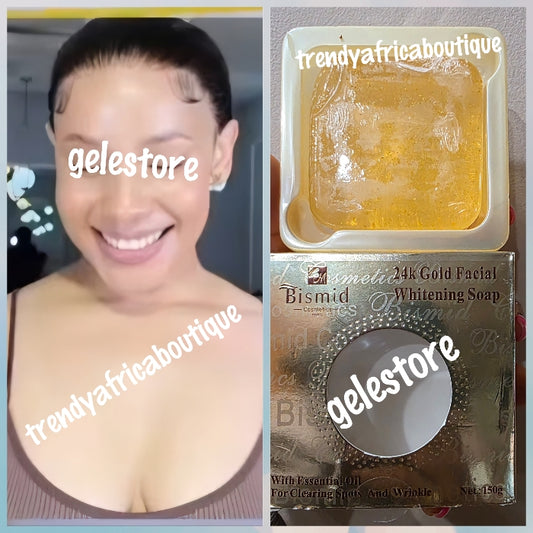2 bar soap sale: Bismid costmetics 24k Gold facial whiteing soap with essential oil, anti spots and wrinkles  150gx 2