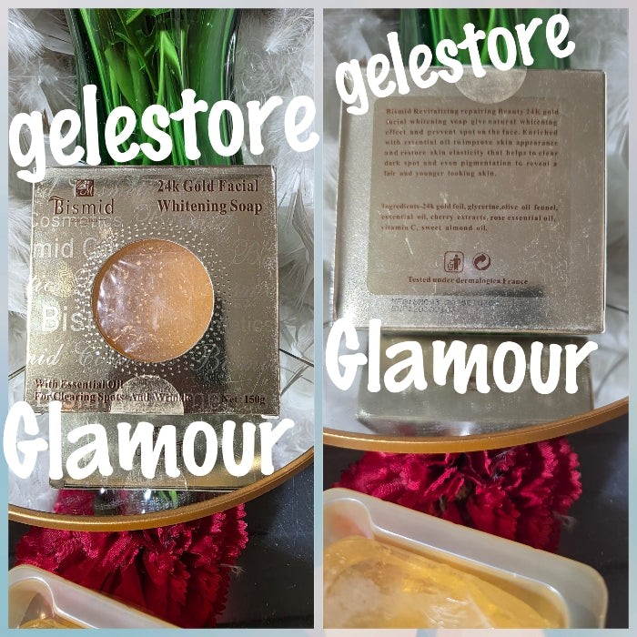 2 bar soap sale: Bismid costmetics 24k Gold facial whiteing soap with essential oil, anti spots and wrinkles  150gx 2