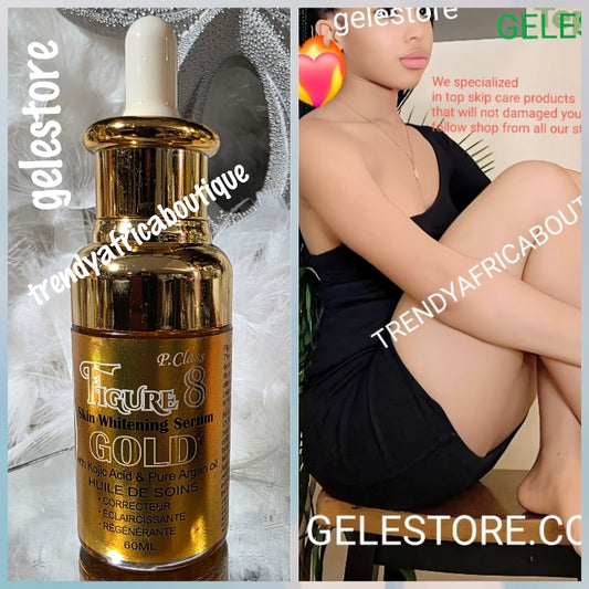 New Banga: Paris class Figure 8 Gold. 7 days extra whitening face & body serum. Kojic, argan oil & Niacinamide. Body corrector and glowing. 60ml x 1