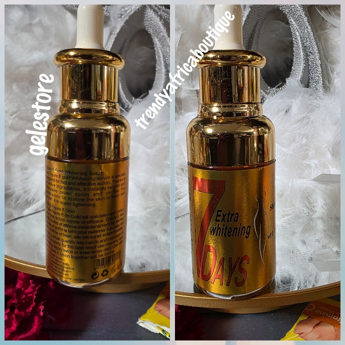 New Banga: Paris class Figure 8 Gold. 7 days extra whitening face & body serum. Kojic, argan oil & Niacinamide. Body corrector and glowing. 60ml x 1