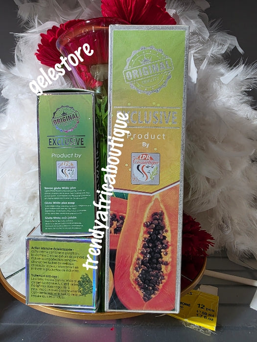 3pcs set: Gluta White lait de beauty papaya whitening set: body milk, soap, & face cream glutathion& Collagen