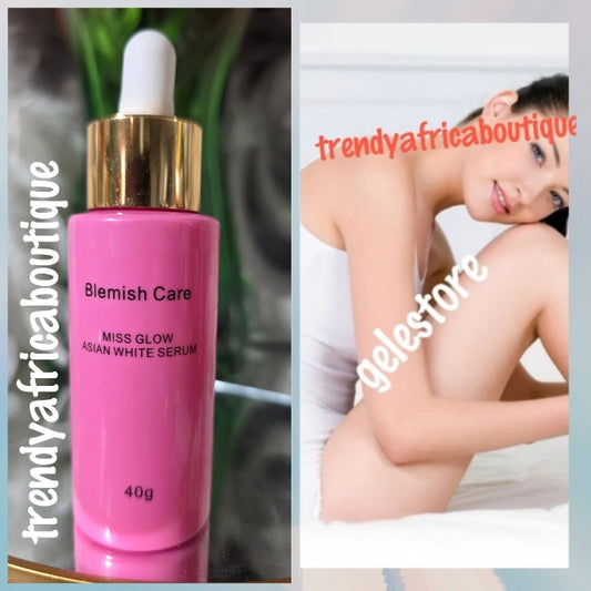 NEW BANGA!!!  Blemish care  Miss glow Asian white serum 40ml x 1. AHA, COLLAGEN POWDER,FRUIT ACID. mix with any blemish care serum