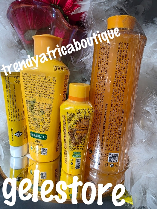New products ALERT: Belle vie RICH Turmeric lightening set: 4pcs. Body lotion, serum, face cream, & shower gel. Anti dark spots, anti dark knuckles 💯👌
