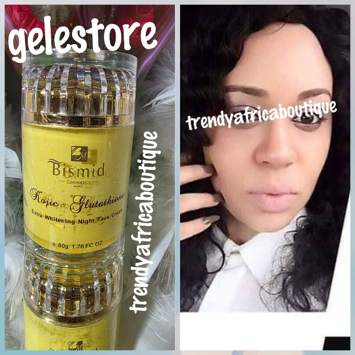 BACK IN STOCK: Bismid kojic+Glutathion Extra whitening Night face cream 80g jar. Super strong effective blemish removing cream: hyperpigmentation, scars and spot etc.  Price is for one jar 80g
