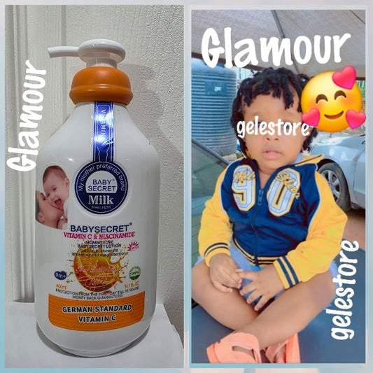 X 1 bottle Baby secret vitamin C & Niacinamide body lotion from 0-month & up to 15yrs of age.  Super brightening baby milk from Birth. 💯 Satisfaction baby secret milk. 400ml x 1 (Copy)
