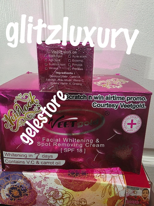 2pcs Original VEETGOld facial treatments serum/oil with multivitamins complex spf30. 60ml  & veetgold anti spot face cream