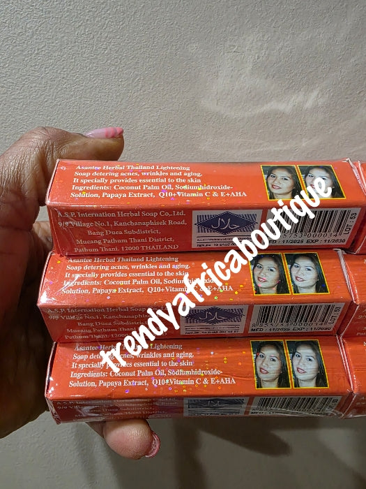 6pcs Asantee thailand herbal lightening soap. papaya & Honey bar soaps. Q10. AHA & ARBUTIN 6 bar soap sale. Price is for 6