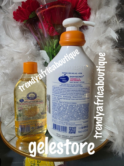 2pcs. Baby secret vitamin C & Niacinamide baby body lotion  and body oil. from 0-month & up to 15yrs of age.  Super brightening baby milk from Birth. 💯 Satisfaction baby secret milk