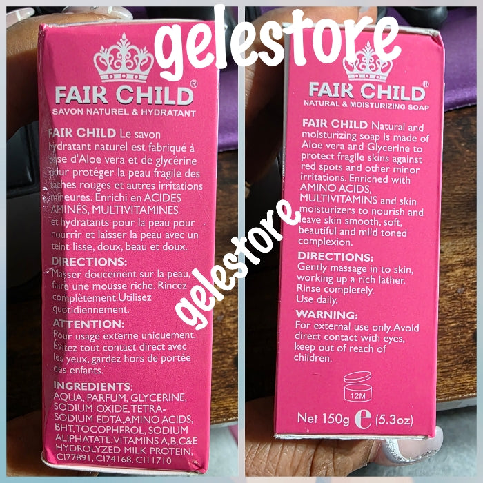 2pcs. combo Fair Child natural softening, nourishing and glowing kids body lotion and soap with amino acids and glycerin. One soap & one lotion