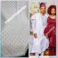 New arrival luxury White cotton swiss lace fabric for men.  Nigerian native traditional outfit. Soft quality fabric. Can be use for agbada/3pc outfit for men. Sold per 5yds. Price is for 5yds