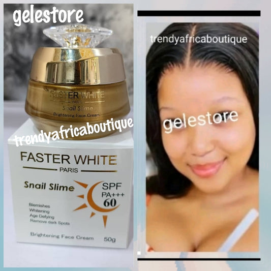 New Product alert: Original Faster White Paris snail slime blemishes, age defying and dark spot remover whitening face cream spf.60. 50g x 1 natural whitening