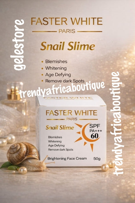 New Product alert: Original Faster White Paris snail slime blemishes, age defying and dark spot remover whitening face cream spf.60. 50g x 1 natural whitening