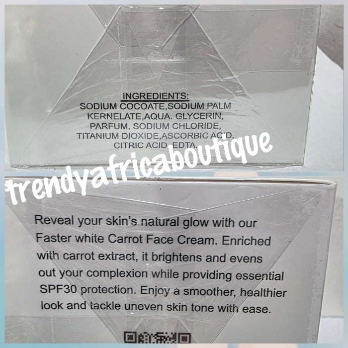 New Product alert: Original Faster White Paris Carrot Brightening face cream spfb30. Promote natural glow.  50g x 1