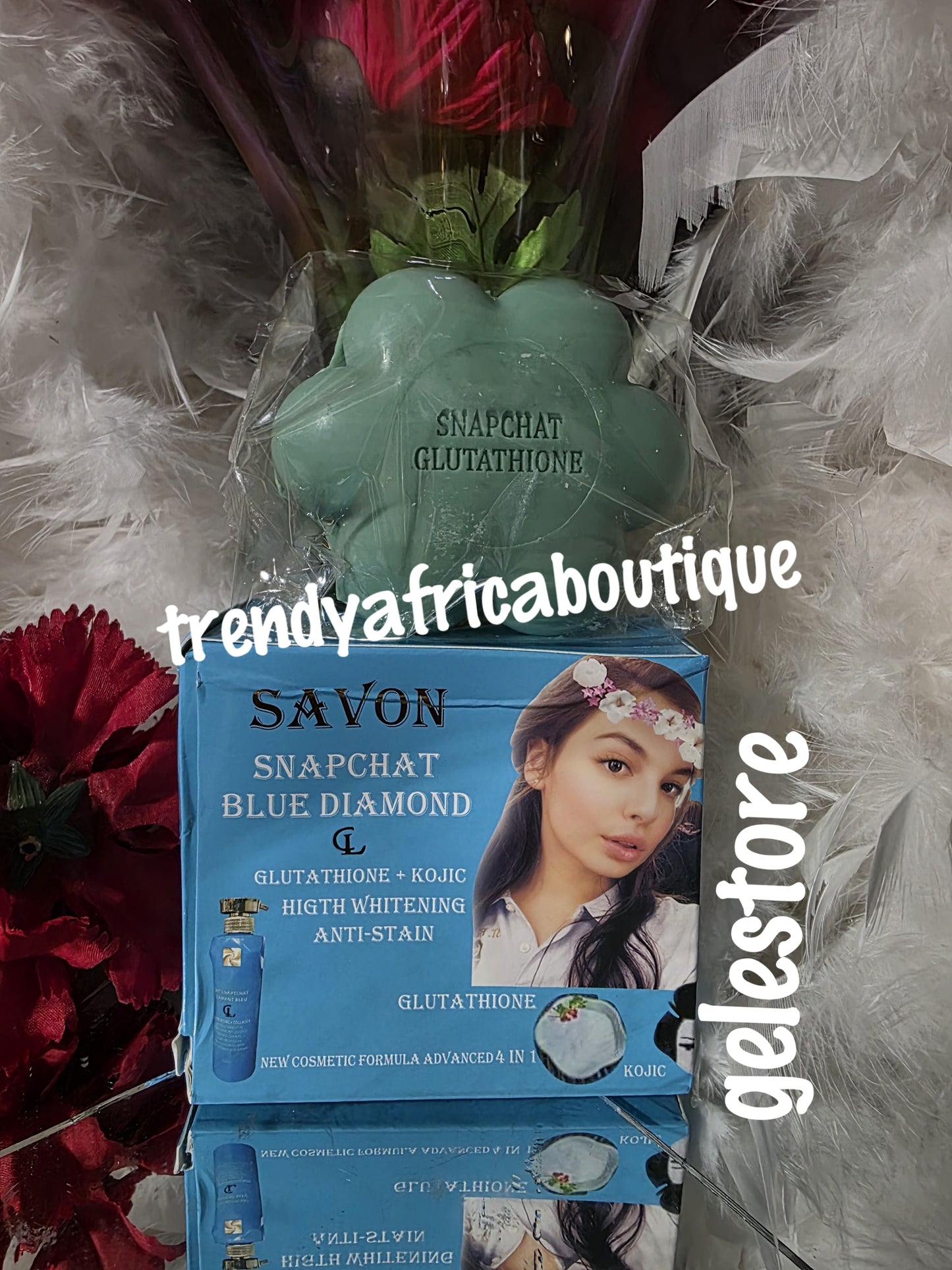 Lait Snapchat diamant blue face and body soap (teal blue color) high whitening with glutathione and kojic. Anti stains and spots 100% satisfaction