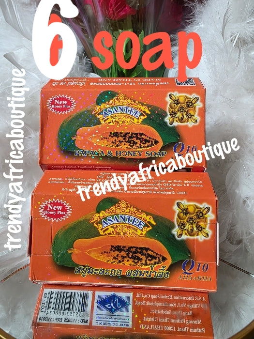 6pcs Asantee thailand herbal lightening soap. papaya & Honey bar soaps. Q10. AHA & ARBUTIN 6 bar soap sale. Price is for 6