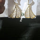 2pcs set: High quality gold plated 2 tone bangle bracelet & matching earrings. beautiful statement bangle. Luxury bangle one size fit, hypoallergenic plating