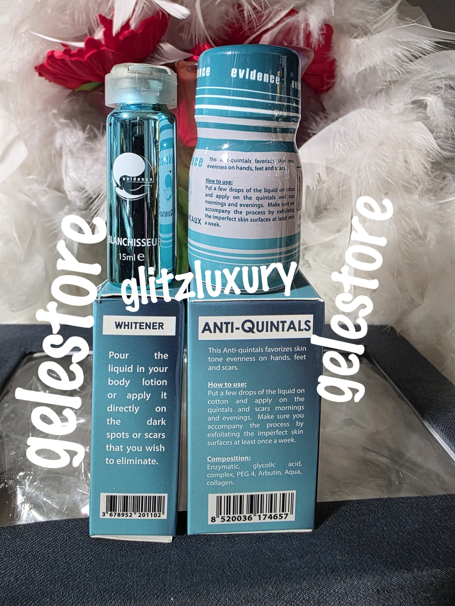 2pcs Sturborn dark knuckles whitening treatment; Evidence anti Quintals fast brightening solution for your dark knuckles, knees and elbows 30ml cleanser + 15ml whitening serum concentre