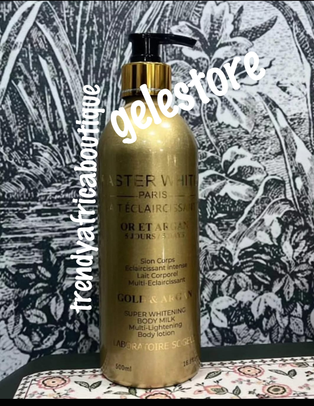 New product alert: Faster White Paris Gold & Argan multi lightening body lotion. Repair body lotion for all skin type: flawless healthy complexion. 500ml. hydroquinone FREE!!