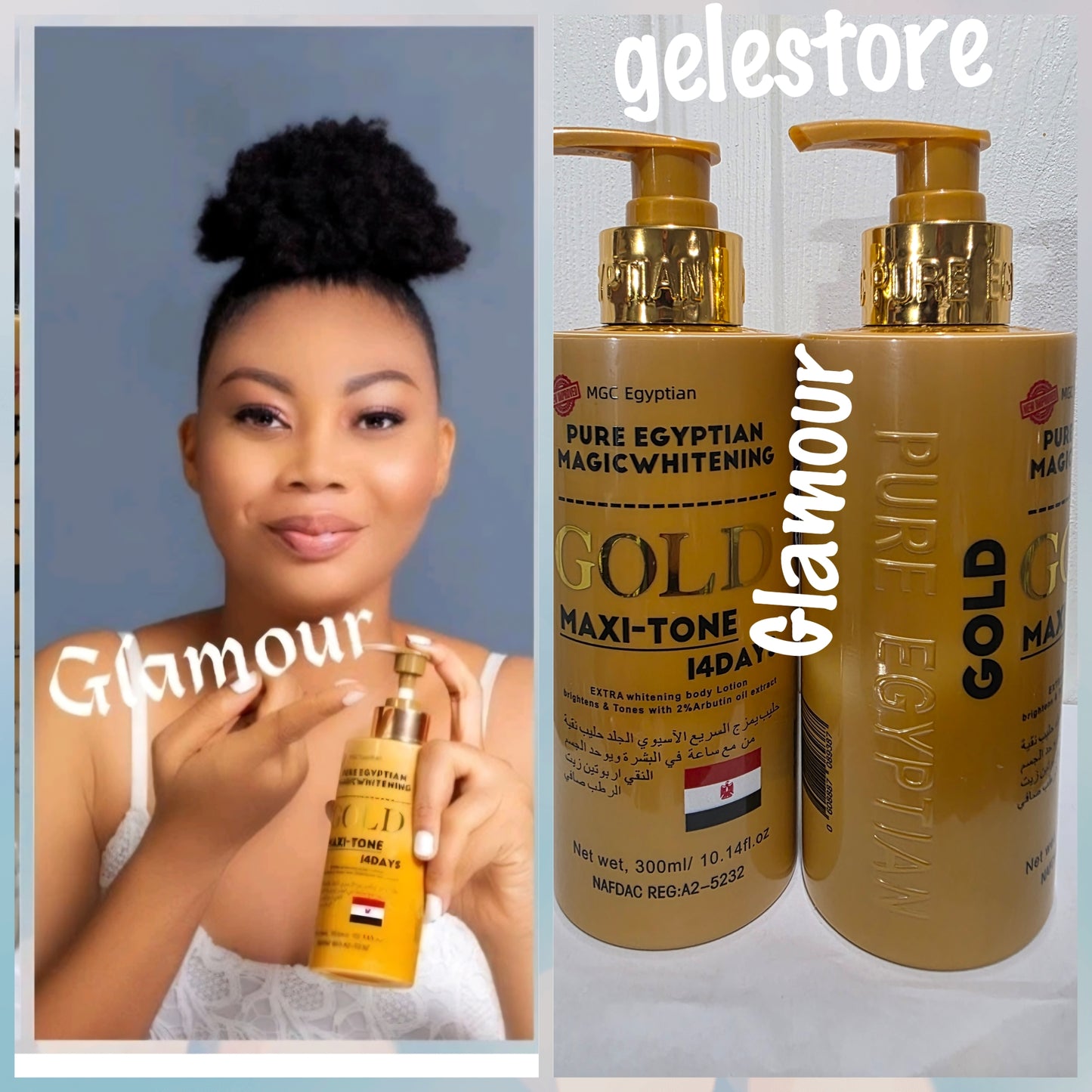 Neue und verbesserte Pure Egyptian Whitening Gold Maxitone Gesichts- und Körperlotion. 300-ml-Flasche. Hydrochinonfrei!!