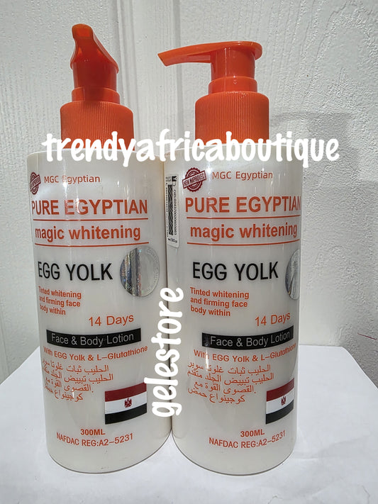 2 bottle sale: Pure Egyptian magic  whitening face & body lotion with egg yolk & L-Glutathion 300ml x 1. 14days action