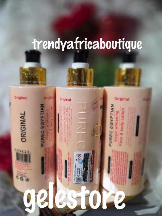 Perfect combo: 2pcs. Purec Egyptian magic whitening GOLD face & body lotion & skim free milk serum, Fast whitening formulated to evenly lighten, l