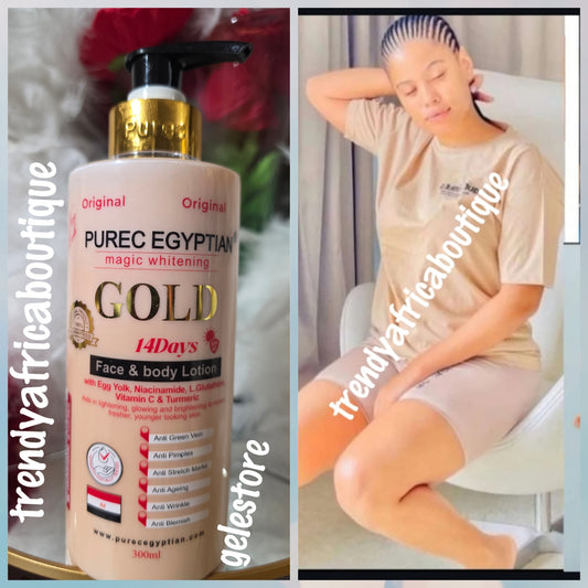 BEWARE OF FAKE!!! AUTHENTIC Purec Egyptian whitening magic GOLD NOW with Vitamin C, Tumeric, egg yolk, glutathione body lotion 300mlx 1 bottle sale. Includes treatment for acne and spots, skin whitening and glowing