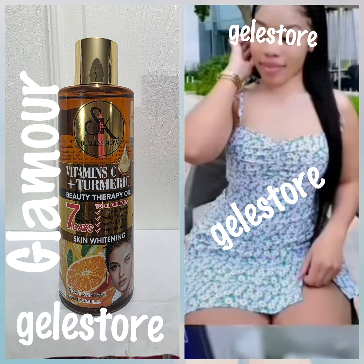 S & K douchess Glow Vitamin-C & turmeric beauty therapy body  oil.  300ml x 1. Formulated for dry skin.