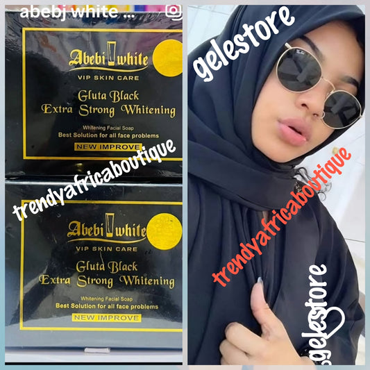 Abebi White Glutathion-Injektion, stark aufhellendes Peeling für Gesicht und Körper mit AHA und weißer Gigi-Seife, 200 g x 1 Seife. 💯 Zufriedenheit