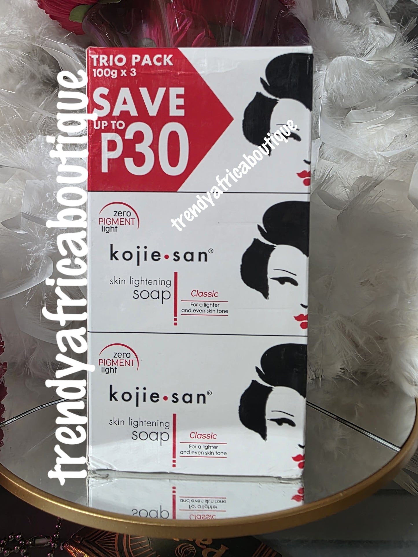 3 in 1 (Trio pack) Kojie san skin lightening bar soap. Classic for a lightening & even skin tone. 💯 Authentic 100g x 3 in a pack