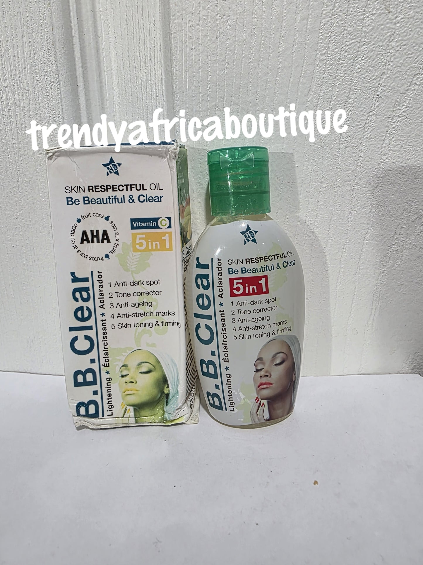 B.B. Clear skin lightening oil with AHA &  Vit. C. Anti dark spot, anti-aging, anti stretch marks, skin toning and firming. 60ml x 1