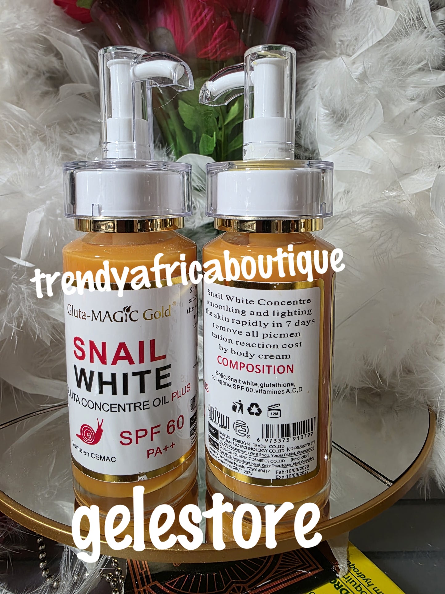 WIEDER AUF LAGER: Schneckenweißes Gluta-Konzentrat PLUS 3 Serum LSF 60. Intensiv aufhellendes Serum/Öl mit Schneckenschleim, Glutathion und Kollagen 120 ml x 1. Aufhellung in 7 Tagen. 