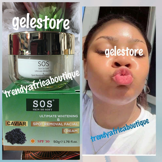 SOS ( SKIN S0 SOFT) caviar ultimate whitening & spot removal face cream. Spf30. Anti acne, sun burn, pimples and blemishes 50gx1