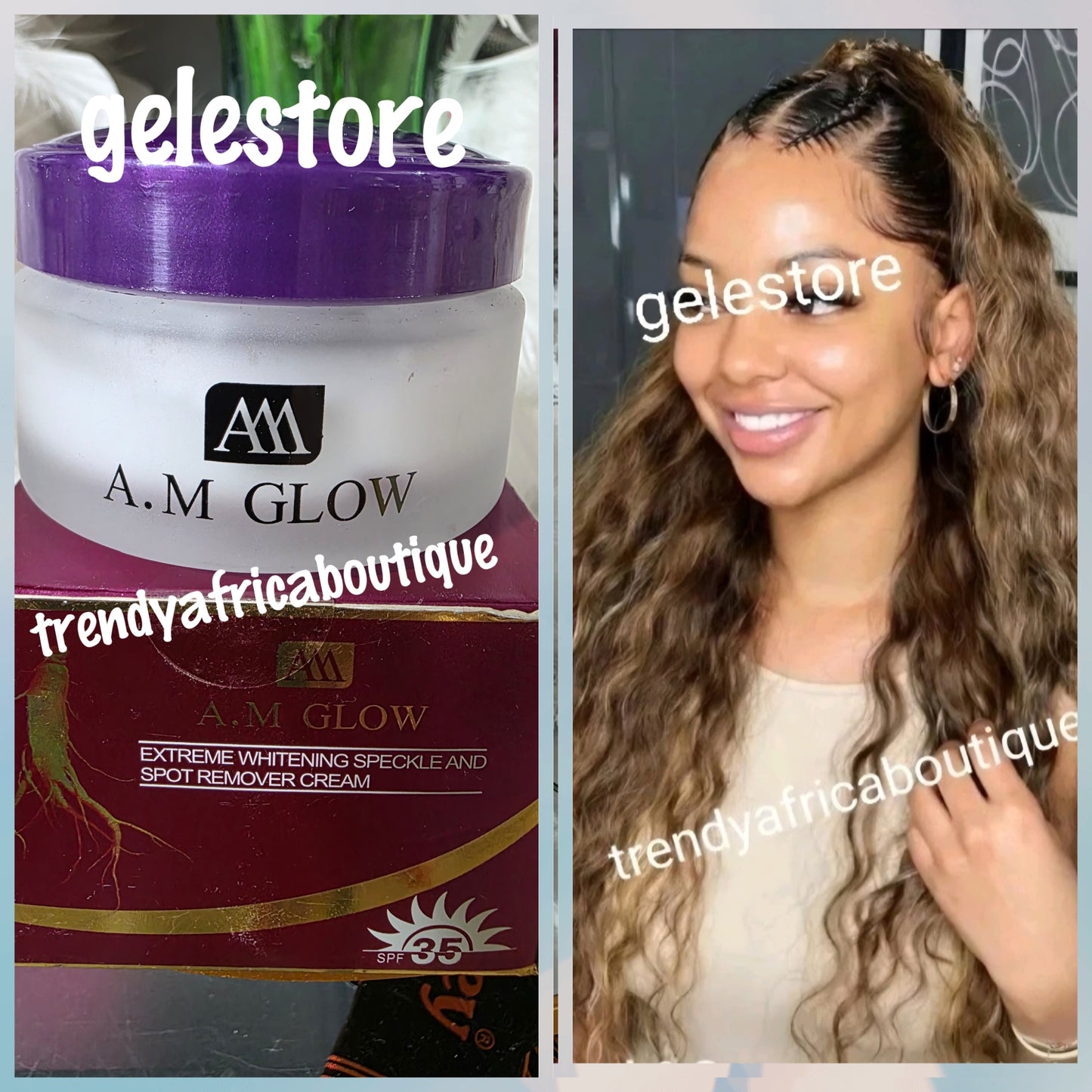 A.M Glow whitening speckle & spots remover face cream. Spf 35. 50gx 1