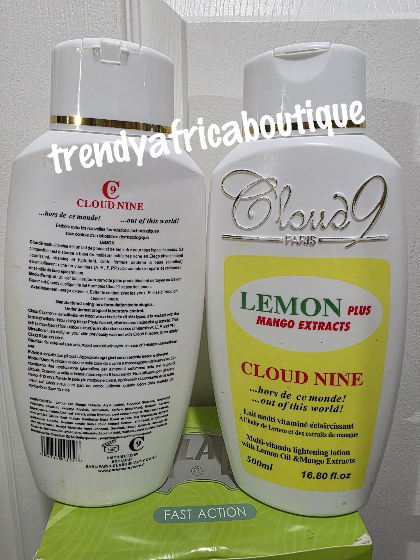Cloud 9 lemon body lotion 500ml. Fairer, ligher skin complexion