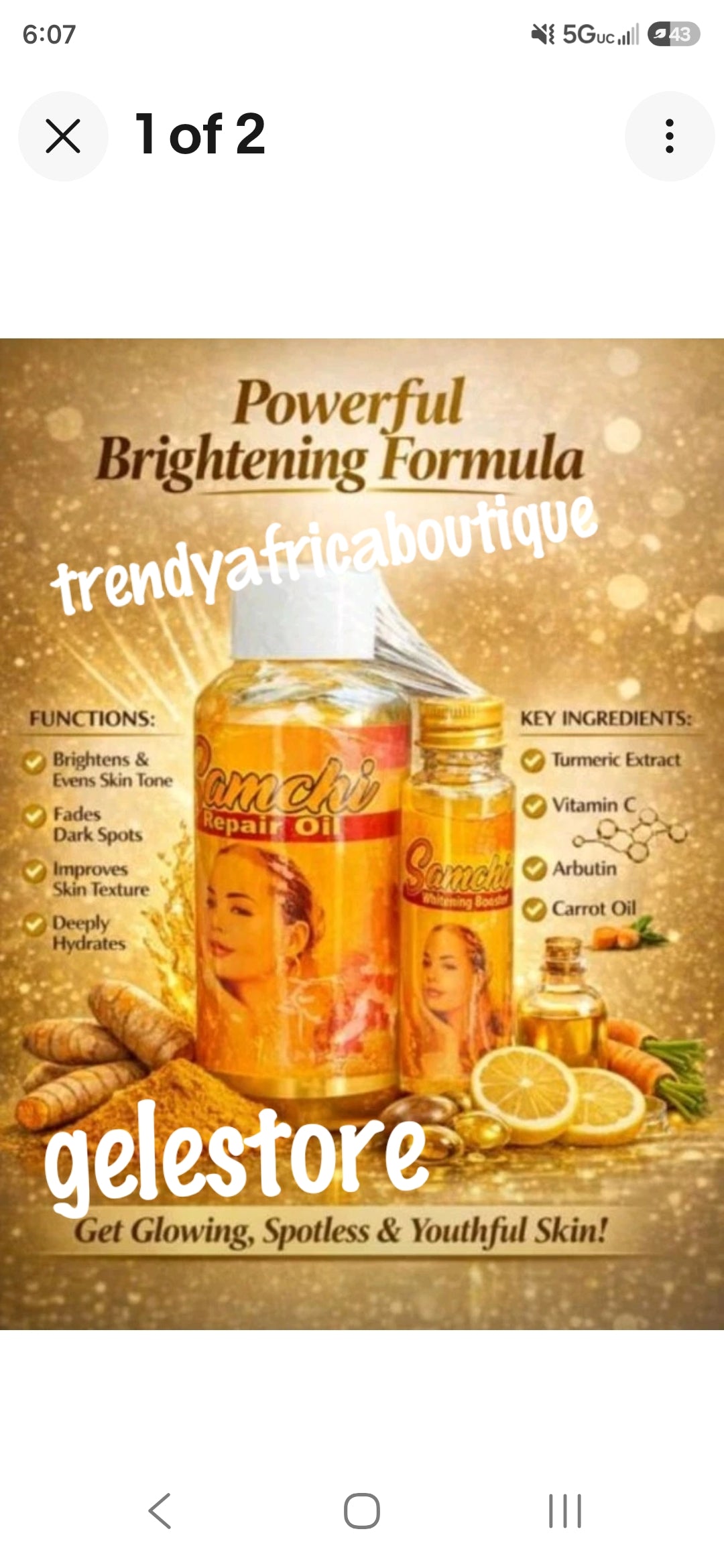 4pcs. Samchi double concentre Body lotion, face cream, repair oil and lighening body oil. Spf 60