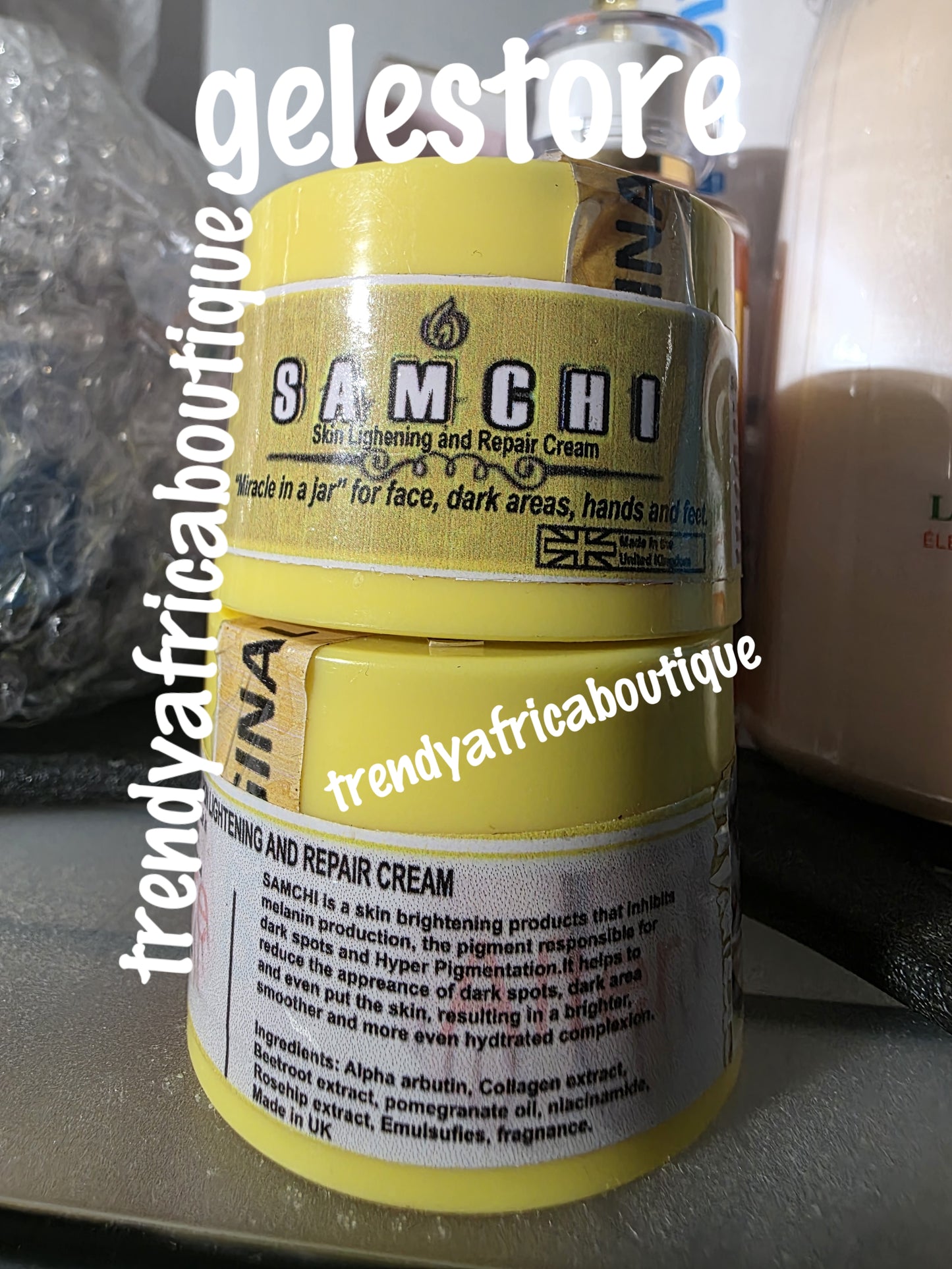 4pcs. Samchi double concentre Body lotion, face cream, repair oil and lighening body oil. Spf 60