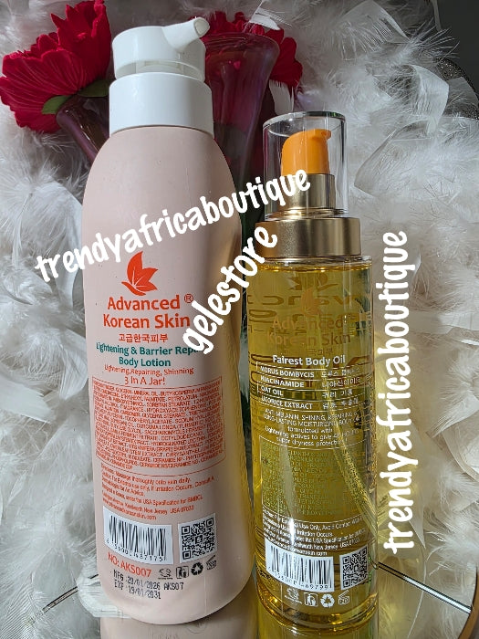 Perfect combo: 2pcs Advanced Korean skin lightening & Barrier Repair body lotion & advanced korran fairest body oil