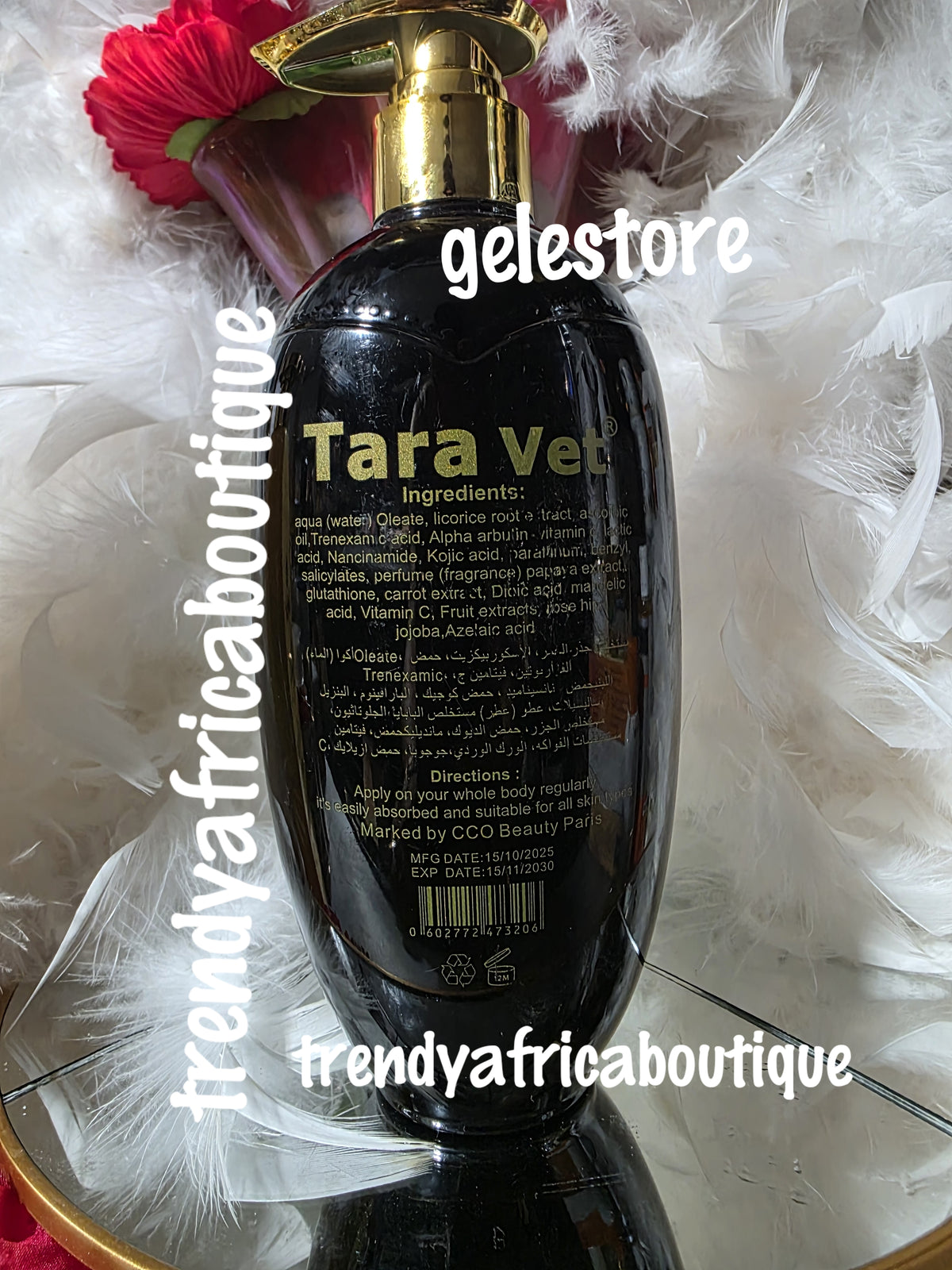 Tara Vet paris Half-cast whitening body lotion milk with Albutin  nacinamide, kojic. 500ml x 1