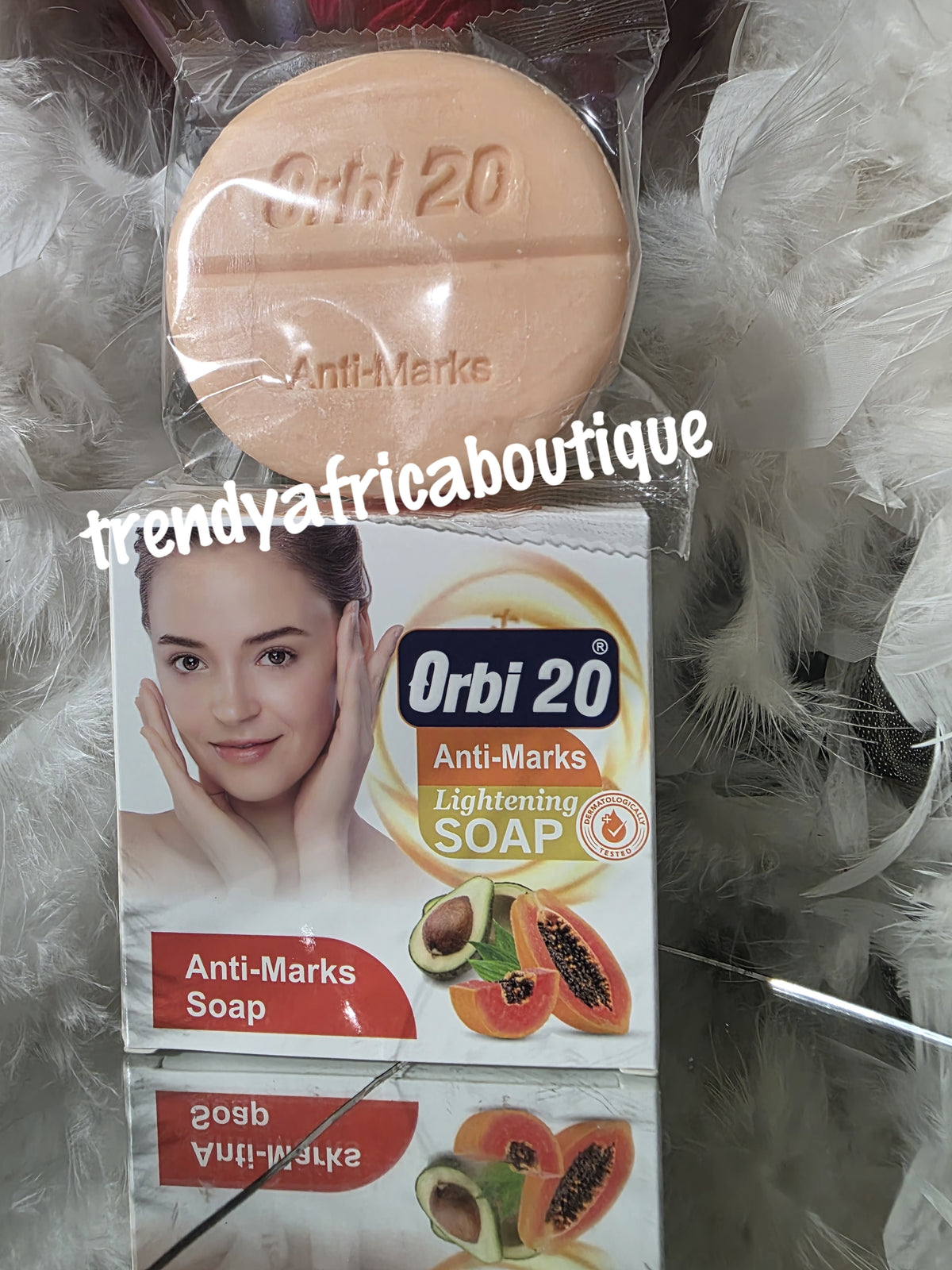Orbi 20 anti marks lightening soap with papaya & avocado.  1 soap sale.all skin types.