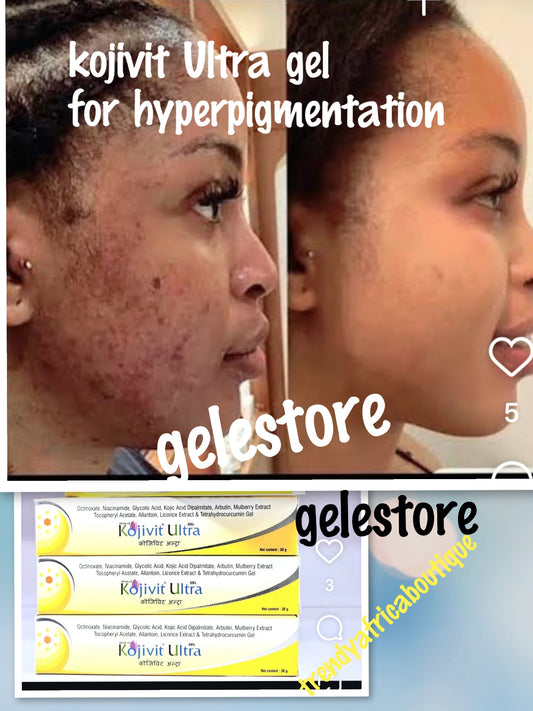 Kojivit ultra  gel. Kojic,  glycolic, vitamin E. Price is for one. Anti sun burn & dark spots.